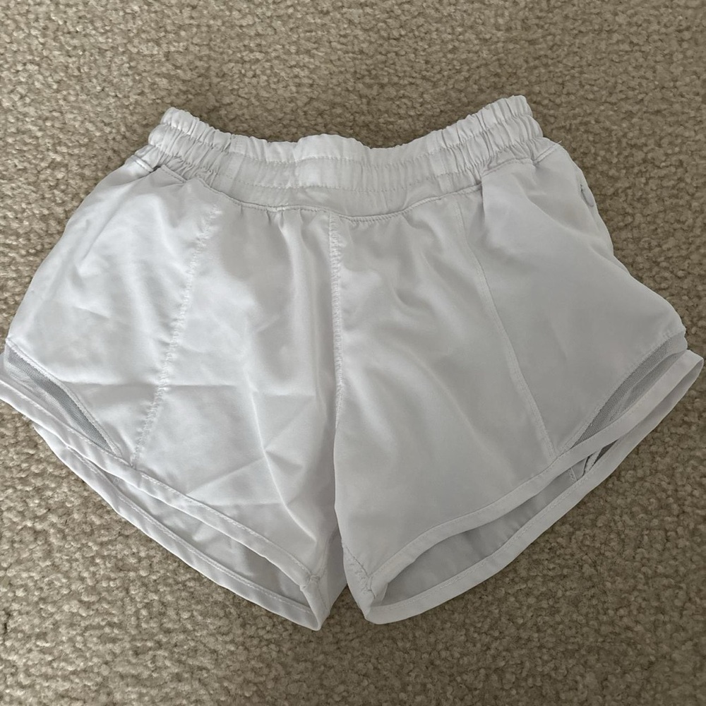Varsity White Athletic Shorts Lightweight Elastic Waist